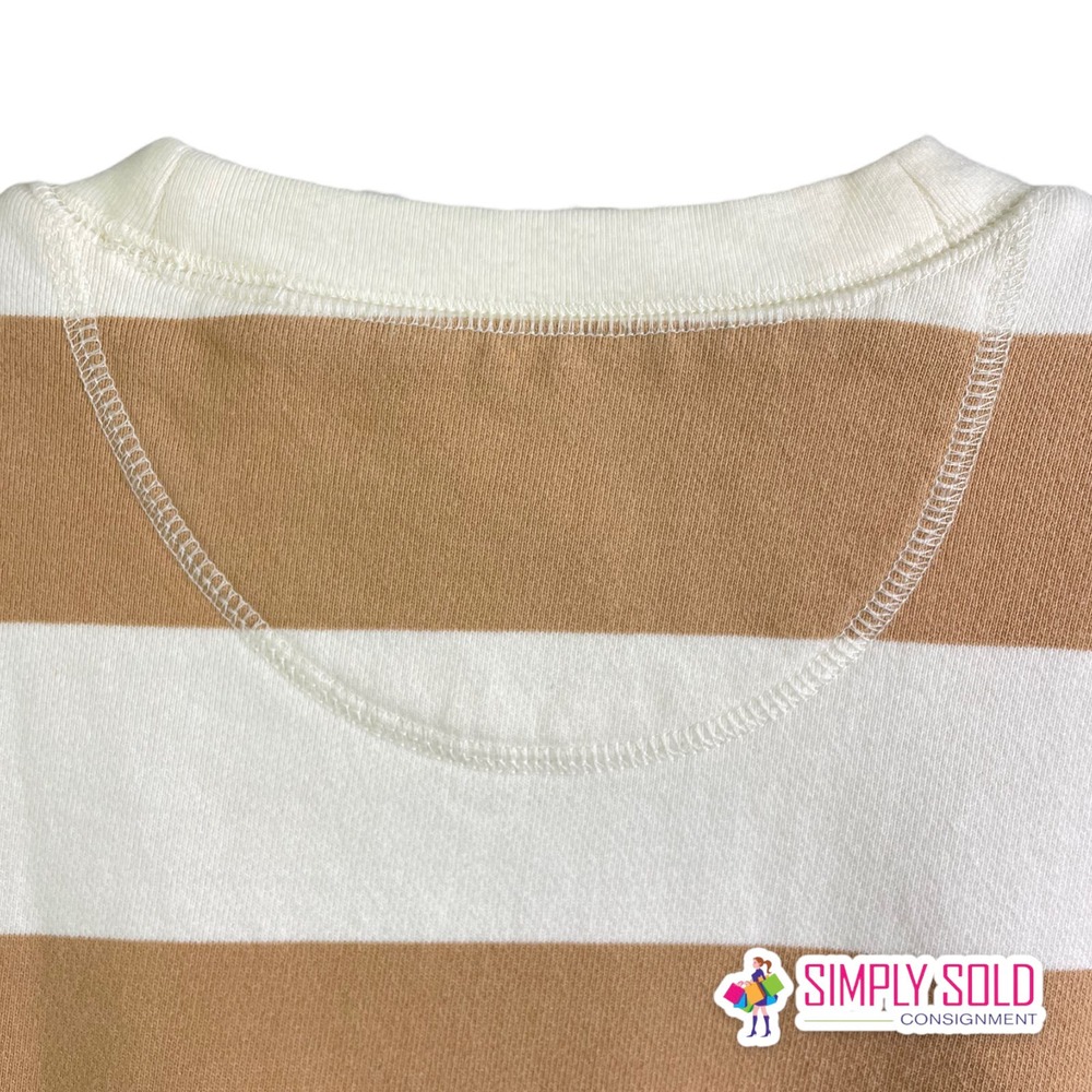 Madewell Women's (Re)sourced Cotton Swing Sweatshirt In Stripe Purple Tan Sz XS - Picture 4 of 8